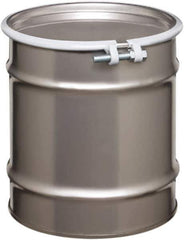 Made in USA - 20 Gallon Cylindrical Stainless Steel Open Head Drum - 19-1/4" High x 18-1/4" Diam - Apex Tool & Supply