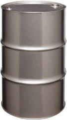 Made in USA - 55 Gallon Cylindrical Stainless Steel Tight Head Drum - 33" High x 22-1/2" Diam - Apex Tool & Supply