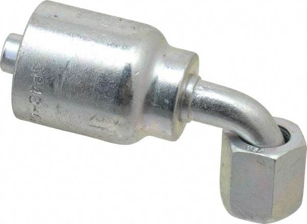 Parker - 9/16-18 Female JIC Steel Hydraulic Hose Female JIC Swivel & 90° Elbow & Short Drop - -6 Hose Size, 3/8" Hose Diam, Series 43 - Apex Tool & Supply