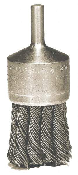 Weiler - 1-1/8" Brush Diam, Knotted, End Brush - 1/4" Diam Shank, 20,000 Max RPM - Apex Tool & Supply