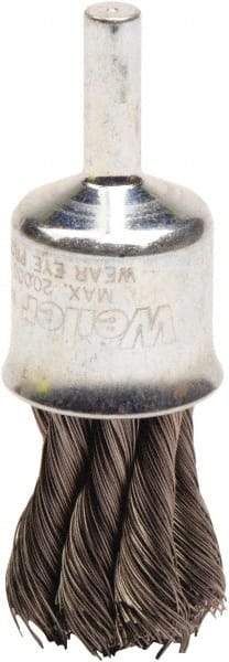 Weiler - 3/4" Brush Diam, Knotted, End Brush - 1/4" Diam Shank, 20,000 Max RPM - Apex Tool & Supply