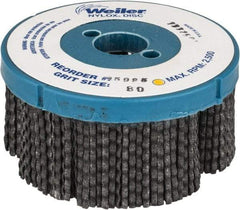 Weiler - 4" 80 Grit Silicon Carbide Disc Brush - Medium Grade, Plain Hole Connector, 1-1/2" Trim Length, 7/8" Arbor Hole - Apex Tool & Supply