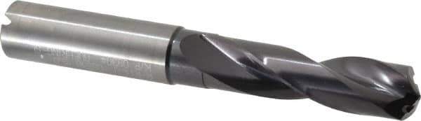 Guhring - 15mm 140° Spiral Flute Solid Carbide Screw Machine Drill Bit - FIREX Finish, Right Hand Cut, 65mm Flute Length, 115mm OAL, SU Point, Straight Shank, Through Coolant - Apex Tool & Supply