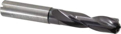 Guhring - 15mm 140° Spiral Flute Solid Carbide Screw Machine Drill Bit - FIREX Finish, Right Hand Cut, 65mm Flute Length, 115mm OAL, SU Point, Straight Shank, Through Coolant - Apex Tool & Supply