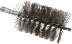 Schaefer Brush - 4-1/2" Brush Length, 3" Diam, Double Stem, Single Spiral Tube Brush - 7-1/4" Long, Stainless Steel, 1/4" NPSM Male Connection - Apex Tool & Supply