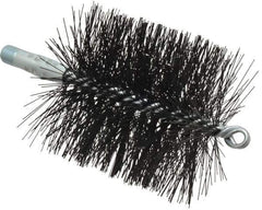 Schaefer Brush - 4-1/2" Brush Length, 4" Diam, Double Stem, Double Spiral Tube Brush - 7-1/2" Long, Tempered Steel Wire, 1/4" NPT Male Connection - Apex Tool & Supply