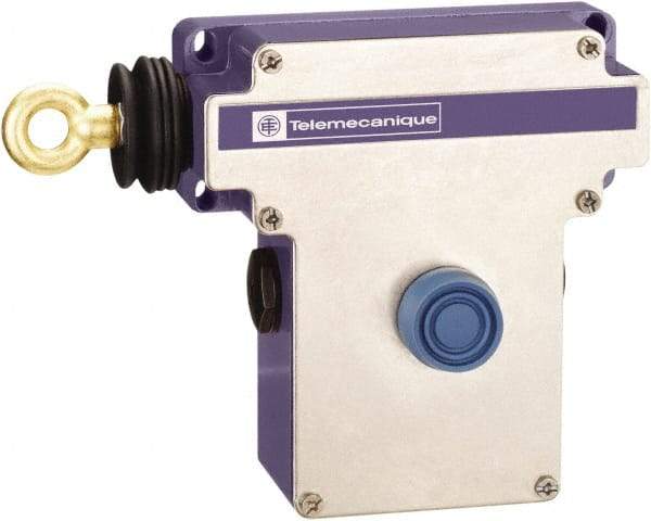 Telemecanique Sensors - 10 Amp, NO/NC Configuration, Left Hand Operation, Rope Operated Limit Switch - Pushbutton Reset, Cable Pull, 300 VAC/VDC - Apex Tool & Supply