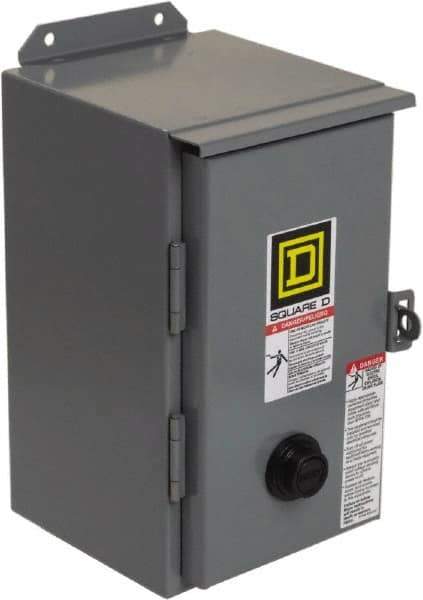 Square D - 208 Coil VAC at 60 Hz, 27 Amp, NEMA Size 1, Nonreversible Enclosed Enclosure NEMA Motor Starter - 3 hp at 1 Phase, 12 Enclosure Rating - Apex Tool & Supply