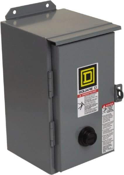 Square D - 110 Coil VAC at 50 Hz, 120 Coil VAC at 60 Hz, 27 Amp, NEMA Size 1, Nonreversible Enclosed Enclosure NEMA Motor Starter - 2 hp at 1 Phase, 12 Enclosure Rating - Apex Tool & Supply