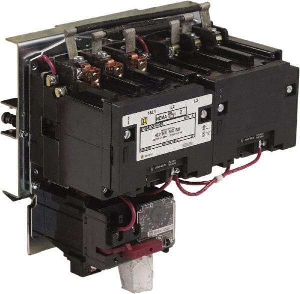 Square D - 110 Coil VAC at 50 Hz, 120 Coil VAC at 60 Hz, 45 Amp, NEMA Size 2, Reversible Open Enclosure NEMA Motor Starter - 3 Phase hp: 10 at 200 VAC, 15 at 230 VAC, 25 at 460 VAC, 25 at 575 VAC - Apex Tool & Supply