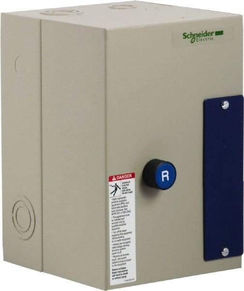 Schneider Electric - 3 Pole, 25 Amp, 120 Coil VAC, Nonreversible Enclosed IEC Motor Starter - 1 Phase Hp: 2 at 120 VAC, 3 at 240 VAC, 3 Phase Hp: 15 at 460 VAC, 20 at 575 VAC, 7.5 at 208 VAC, 7.5 at 230 VAC - Apex Tool & Supply