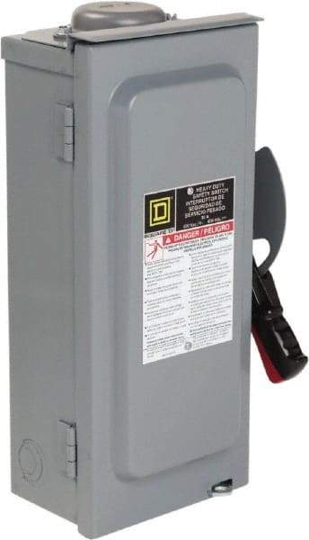 Square D - 30 Amp, 600 VAC/VDC, 3 Pole Nonfused Safety Switch - NEMA 3R, 10 hp at 600 VAC, 15 at 600 VDC (Single Phase), 30 hp at 600 VAC, 15 hp at 600 VDC (Triple Phase) - Apex Tool & Supply