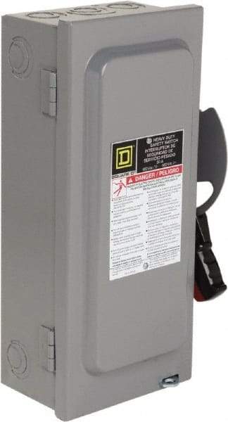 Square D - 30 Amp, 600 VAC/VDC, 3 Pole Nonfused Safety Switch - NEMA 1, 10 hp at 600 VAC, 15 at 600 VDC (Single Phase), 30 hp at 600 VAC, 15 hp at 600 VDC (Triple Phase) - Apex Tool & Supply