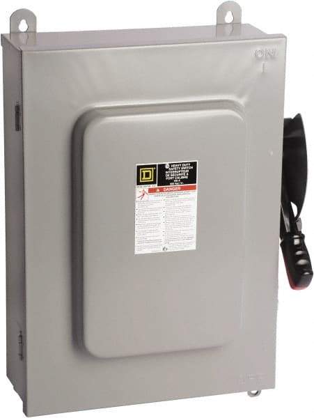Square D - 100 Amp, 600 VAC, 6 Pole Nonfused Safety Switch - NEMA 12 & 3R, 75 hp at 600 VAC (Triple Phase), 6PST Contact Form - Apex Tool & Supply