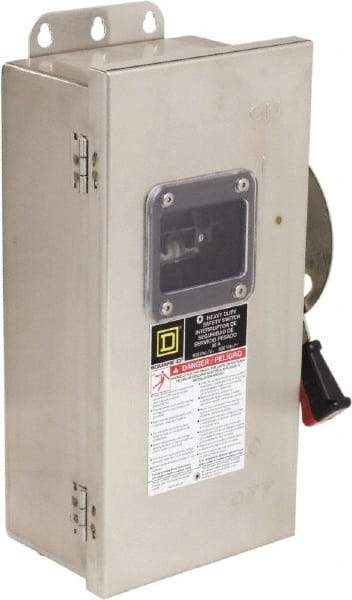 Square D - 30 Amp, 600 VAC/VDC, 3 Pole Nonfused Safety Switch - NEMA 12, 3, 3R, 4 & 4X, 10 hp at 600 VAC, 15 at 600 VDC (Single Phase), 30 hp at 600 VAC, 15 hp at 600 VDC (Triple Phase) - Apex Tool & Supply