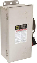 Square D - 30 Amp, 600 VAC/VDC, 3 Pole Nonfused Safety Switch - NEMA 12, 3, 3R, 4 & 4X, 10 hp at 600 VAC, 15 at 600 VDC (Single Phase), 30 hp at 600 VAC, 15 hp at 600 VDC (Triple Phase), 3PST Contact Form - Apex Tool & Supply