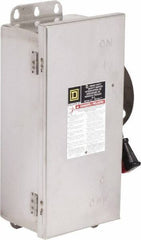 Square D - 30 Amp, 600 VAC/VDC, 3 Pole Fused Safety Switch - NEMA 12, 3, 3R, 4 & 4X, 7.5 hp at 480 VAC, 5 hp at 250 VDC (Single Phase), 20 hp at 600 VAC, 10 hp at 600 VDC (Triple Phase), 3PST Contact Form - Apex Tool & Supply