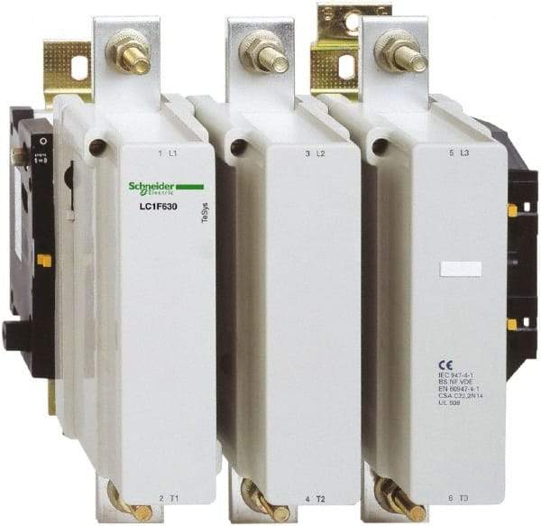 Schneider Electric - 3 Pole, 220 Coil VAC, 630 Amp at 440 VAC, Nonreversible IEC Contactor - Bureau Veritas, CCC, CSA, DNV, EN/IEC 60947-1, EN/IEC 60947-4-1, GL, JEM 1038, LROS, RINA, RMRoS, RoHS Compliant, UL Listed - Apex Tool & Supply