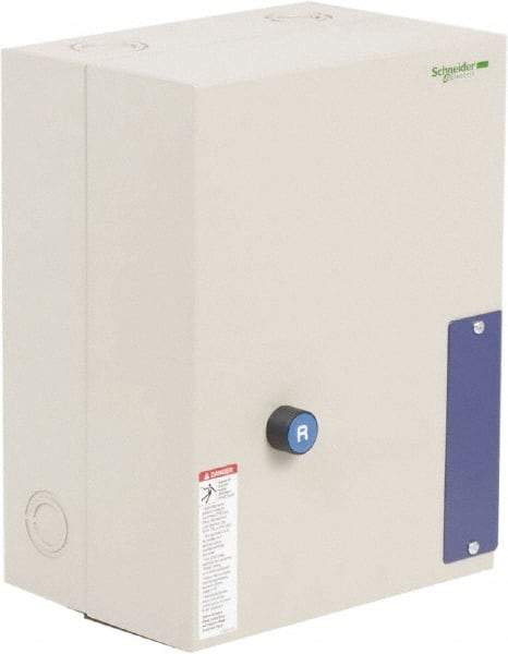 Schneider Electric - 3 Pole, 80 Amp, 120 Coil VAC, Nonreversible Enclosed IEC Motor Starter - 1 Phase Hp: 15 at 240 VAC, 7.5 at 120 VAC, 3 Phase Hp: 25 at 208 VAC, 30 at 230 VAC, 60 at 460 VAC, 60 at 575 VAC - Apex Tool & Supply