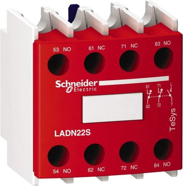 Schneider Electric - Contactor Red Auxiliary Contact Block - For Use with Size 00-2 Contactors and Size 00-2 Starters - Apex Tool & Supply