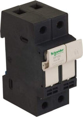 Schneider Electric - 2 Pole, 600 Volt, 32 Amp, DIN Rail Mount Fuse Holder - Compatible with 38mm Long x 35mm Wide and 10mm Diameter Fuse - Apex Tool & Supply