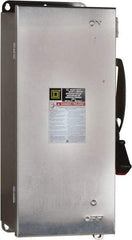Square D - 100 Amp, 240 VAC, 250 VDC, 2 Pole Fused Safety Switch - NEMA 12, 3, 3R, 4 & 4X, 15 hp at 240 VAC, 20 hp at 250 VDC (Single Phase), 30 hp at 240 Vac, 20 hp at 250 VDC (Triple Phase), DPST Contact Form - Apex Tool & Supply
