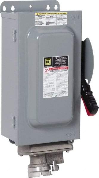 Square D - 30 Amp, 600 VAC, 3 Pole Fused Safety Switch - NEMA 12 & 3R, 7.5 hp at 480 VAC, 5 hp at 250 VDC (Single Phase), 20 hp at 600 VAC, 10 hp at 600 VDC (Triple Phase) - Apex Tool & Supply