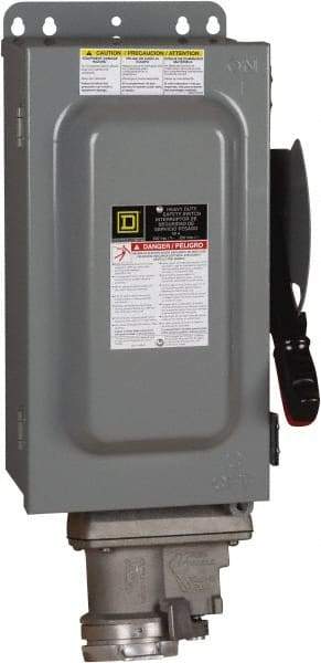 Square D - 60 Amp, 600 VAC, 3 Pole Nonfused Safety Switch - NEMA 12 & 3R, 30 hp at 600 VAC (Single Phase), 60 hp at 600 VAC (Triple Phase) - Apex Tool & Supply