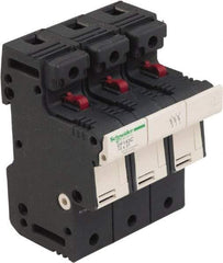Schneider Electric - 3 Pole, 600 Volt, 50 Amp, DIN Rail Mount Fuse Holder - Compatible with 51mm Long x 70mm Wide and 14mm Diameter Fuse - Apex Tool & Supply