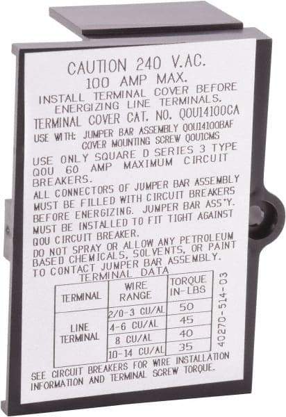 Square D - Circuit Breaker Jumper Bar Cover - Use with QOU Circuit Breaker - Apex Tool & Supply