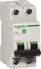 Schneider Electric - 10 Amp, 440 VAC, 2 Pole, DIN Rail Mounted Miniature Circuit Breaker - Magnetic Trip, Multiple Breaking Capacity Ratings, 18-4 AWG, 76mm Deep x 81mm High x 36mm Wide - Apex Tool & Supply