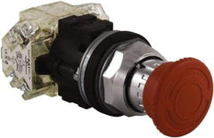 Schneider Electric - Extended Mushroom Head Pushbutton Switch Emergency Stop - Red, Round Button - Apex Tool & Supply