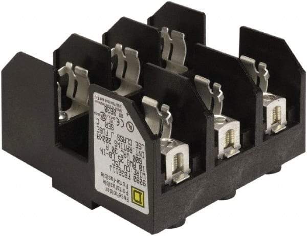 Square D - 3 Pole, 600 Volt, 30 Amp, DIN Rail Mount Fuse Holder - Compatible with J Class Fuse - Apex Tool & Supply