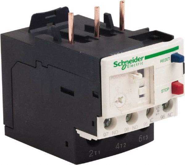 Schneider Electric - 3 Pole, NEMA Size 00-1, 1 to 1.6 Amp, 690 VAC, Thermal NEMA Overload Relay - Trip Class 20, For Use with LC1D09, LC1D12, LC1D18, LC1D25, LC1D32 and LC1D38 - Apex Tool & Supply
