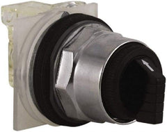 Schneider Electric - 30mm Mount Hole, 3 Position, Knob and Pushbutton Operated, Selector Switch - Black, Maintained (MA), NO/NC, Weatherproof and Dust and Oil Resistant - Apex Tool & Supply