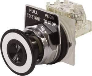 Schneider Electric - 30mm Mount Hole, Extended Mushroom Head, Pushbutton Switch with Contact Block - Round, Black Pushbutton, Maintained (MA) - Apex Tool & Supply