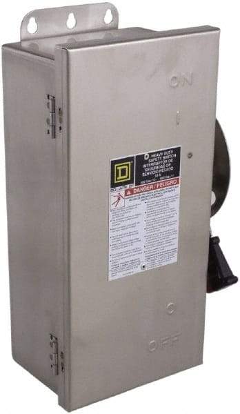 Square D - 100 Amp, 600 VAC/VDC, 3 Pole Nonfused Safety Switch - NEMA 12, 3, 3R, 4 & 4X, 40 hp at 600 VAC, 50 hp at 600 VDC (Single Phase), 100 hp at 600 VAC, 50 hp at 600 VDC (Triple Phase), ST Contact Form - Apex Tool & Supply