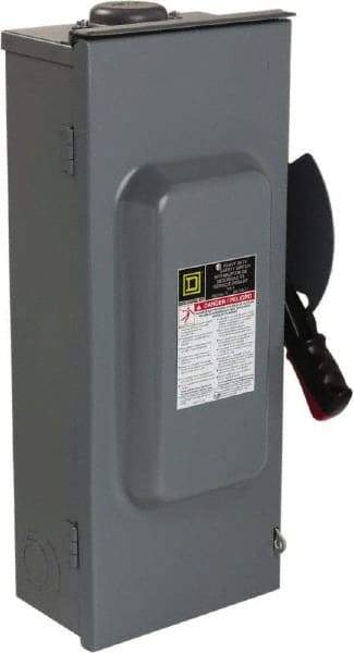 Square D - 100 Amp, 600 VAC/VDC, 3 Pole Nonfused Safety Switch - NEMA 3R, 40 hp at 600 VAC, 50 hp at 600 VDC (Single Phase), 100 hp at 600 VAC, 50 hp at 600 VDC (Triple Phase), 3PST Contact Form - Apex Tool & Supply