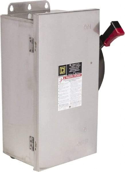Square D - 60 Amp, 600 VAC/VDC, 3 Pole Nonfused Safety Switch - NEMA 12, 3, 3R, 4 & 4X, 30 hp at 600 VAC (Single Phase), 60 hp at 600 VAC, 30 hp at 600 VDC (Triple Phase), 3PST Contact Form - Apex Tool & Supply
