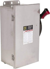 Square D - 60 Amp, 600 VAC/VDC, 3 Pole Nonfused Safety Switch - NEMA 12, 3, 3R, 4 & 4X, 30 hp at 600 VAC (Single Phase), 60 hp at 600 VAC, 30 hp at 600 VDC (Triple Phase), 3PST Contact Form - Apex Tool & Supply