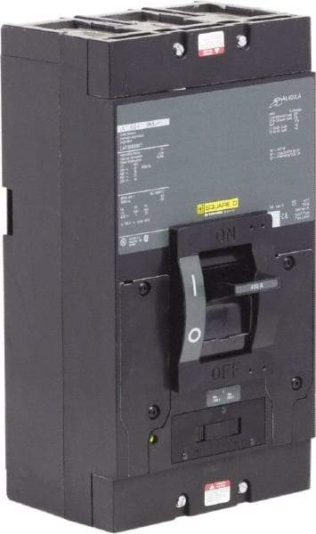 Square D - 400 Amp, 600 VAC, 3 Pole, Molded Case Circuit Breaker - Thermal Magnetic Trip, 22 kA at 600 VAC Breaking Capacity, 1 AWG, 147mm Deep x 279mm High x 356mm Wide - Apex Tool & Supply