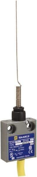 Square D - SPDT, NC/NO, 240 VAC, Prewired Terminal, Cat Whisker Actuator, General Purpose Limit Switch - 1, 12, 13 NEMA Rating, IP54 IPR Rating, 15 Ounce Operating Force - Apex Tool & Supply