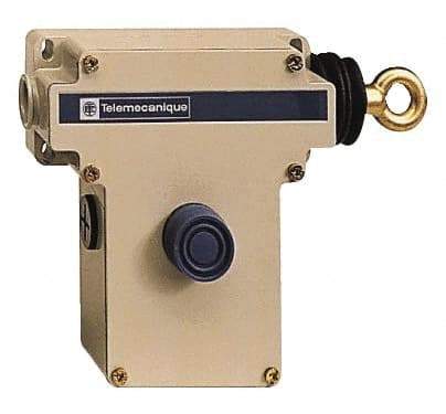 Telemecanique Sensors - 10 Amp, 2NO/2NC Configuration, Right Hand Operation, Rope Operated Limit Switch - Pushbutton Reset, Rope Pull, Pilot Light Indicator, 300 VAC - Apex Tool & Supply