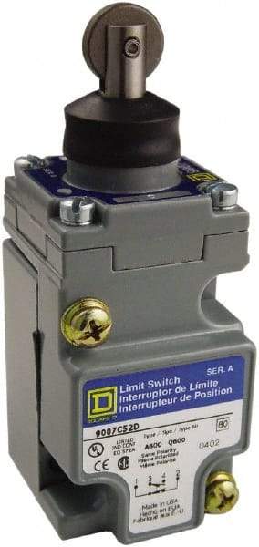 Square D - SPDT, NC/NO, 600 Volt Screw Terminal, Roller Plunger Actuator, General Purpose Limit Switch - 1, 2, 4, 6, 12, 13, 6P NEMA Rating, IP67 IPR Rating - Apex Tool & Supply