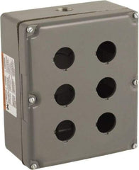 Schneider Electric - 6 Hole, 30mm Hole Diameter, Zinc Alloy Pushbutton Switch Enclosure - 3, 4, 13 NEMA Rated - Apex Tool & Supply