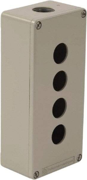 Schneider Electric - 4 Hole, 1.18 Inch Hole Diameter, Zinc Alloy Pushbutton Switch Enclosure - 6.9 Inch High x 3.15 Inch Wide x 2.03 Inch Deep, 4, 13 NEMA Rated - Apex Tool & Supply
