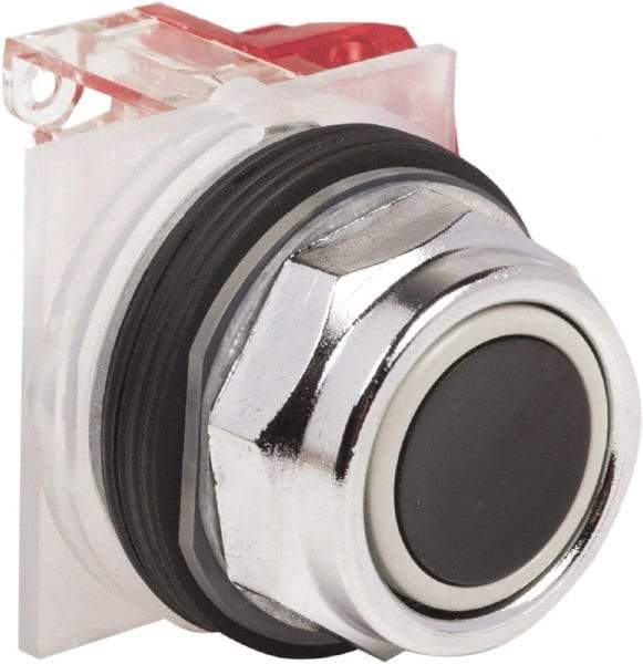 Schneider Electric - 30mm Mount Hole, Extended Straight, Pushbutton Switch with Contact Block - Black Pushbutton, Momentary (MO) - Apex Tool & Supply