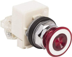 Schneider Electric - 30mm Mount Hole, Extended Straight, Pushbutton Switch with Contact Block - Red Pushbutton, Maintained (MA) - Apex Tool & Supply