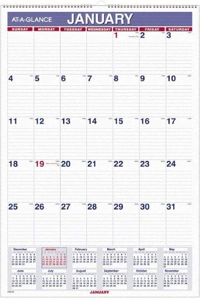 AT-A-GLANCE - 12 Sheet, 5-1/2 x 8-1/2", Wall Calendar - White - Apex Tool & Supply