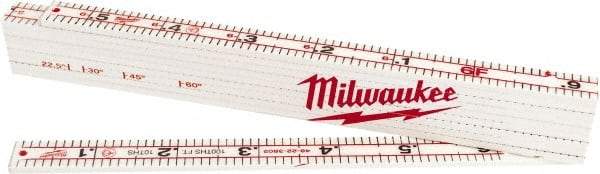 Milwaukee Tool - 6-1/2' Long, 1/100" Graduation, Folding Rule - 1-3/8" Wide, Composite Laminate - Apex Tool & Supply